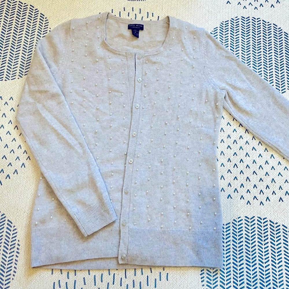 Pearl-detail cashmere cardigan